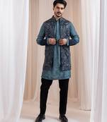 Green embroidered satin jacket