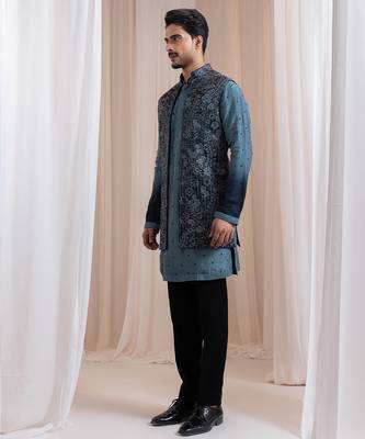 Green embroidered satin jacket 5