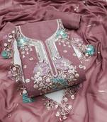 Lavender sequins georgette semi stitched churidar dress-materials