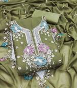 Light-green sequins georgette semi stitched churidar dress-materials