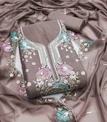 Grey sequins georgette semi stitched churidar dress-materials