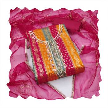 Multicolor hand embroidery jacquard semi stitched churidar dress-materials 4