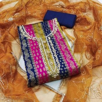 Multicolor hand embroidery jacquard churidar dress-materials 1