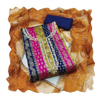 Multicolor hand embroidery jacquard churidar dress-materials 4