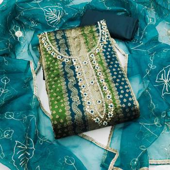 Multicolor hand embroidery jacquard churidar dress-materials 1