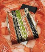 Multicolor hand embroidery jacquard semi stitched churidar dress-materials