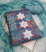 Multicolor sequins cotton silk semi stitched churidar dress-materials