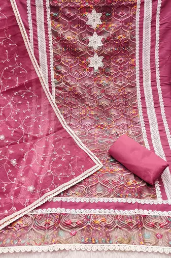 Multicolor sequins cotton silk churidar dress-materials