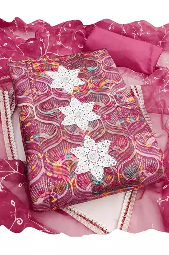 Multicolor sequins cotton silk churidar dress-materials