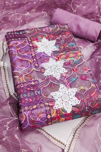 Multicolor sequins cotton silk semi stitched churidar dress-materials