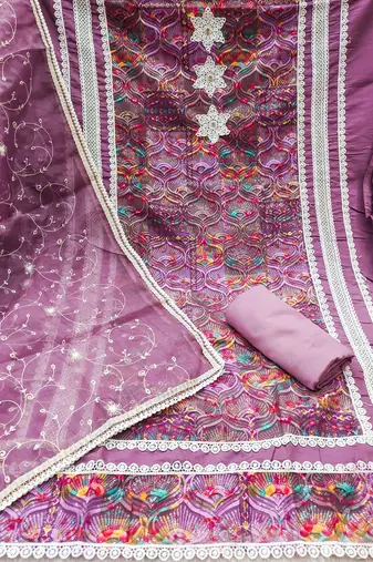Multicolor sequins cotton silk churidar dress-materials