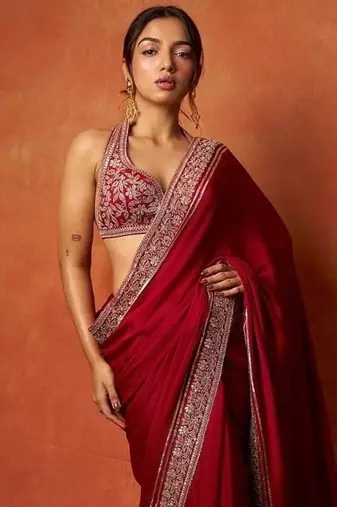 Red Color Embroidered Rangoli Silk Saree