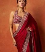 Red Color Embroidered Rangoli Silk Saree