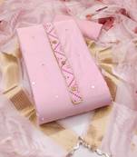 Pink embroidered cotton silk semi stitched churidar dress-materials