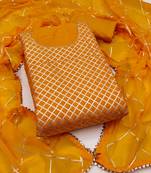 Orange embroidered chanderi semi stitched churidar dress-materials
