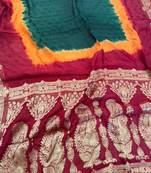 Maroon Color Cotton Silk Kanjivaram Bandhani Saree