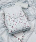 Grey sequins cotton silk semi stitched churidar dress-materials