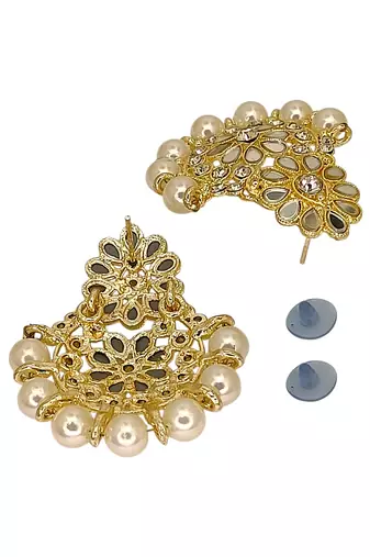 Gold plated mirror choker necklace maang tikka set