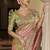 Silk blend saree in pastel pink & green with floral meenakari zari work