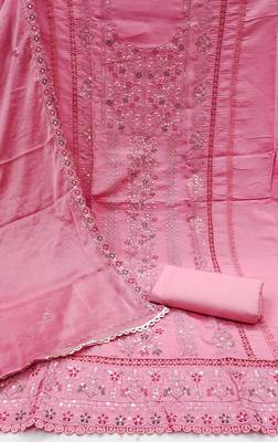Pink sequins cotton silk churidar dress-materials 2