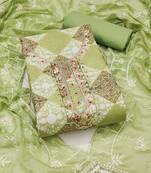 Multicolor hand embroidery cotton semi stitched churidar dress-materials