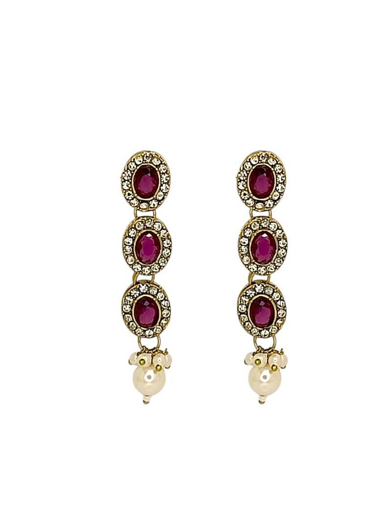 Gold plated oval shape red necklace set