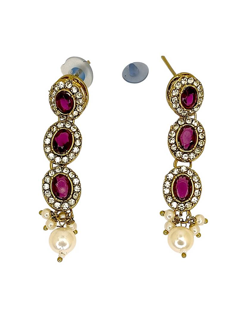 Gold plated oval shape red necklace set