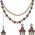 Silver plated floral design layered wine necklace maang tikka set