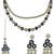 Silver plated floral design layered blue necklace maang tikka set