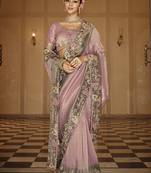 Silk blend silk saree in onion pink with rich meenakari zari weaving