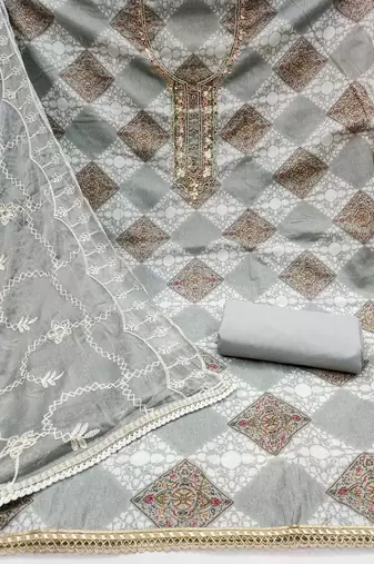 Multicolor hand embroidery cotton churidar dress-materials