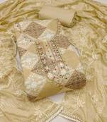 Multicolor hand embroidery cotton semi stitched churidar dress-materials