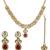 Gold plated kundan polki red necklace maang tikka set