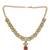 Gold plated kundan polki red necklace maang tikka set