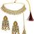 Antique gold plated champagne stone necklace maang tikka set