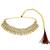 Antique gold plated champagne stone necklace maang tikka set