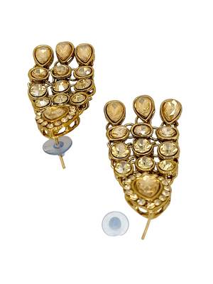 Antique gold plated champagne stone necklace maang tikka set 5