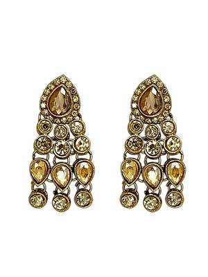 Antique gold plated champagne stone necklace maang tikka set 4