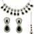 Rhodium plated black teardrop cubic zircon necklace maang tikka set