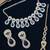 Rhodium plated blue teardrop cubic zircon necklace maang tikka set
