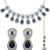 Rhodium plated blue teardrop cubic zircon necklace maang tikka set
