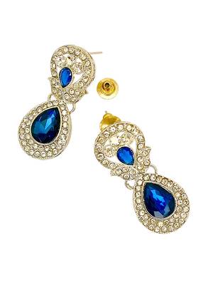 Rhodium plated blue teardrop cubic zircon necklace maang tikka set 5