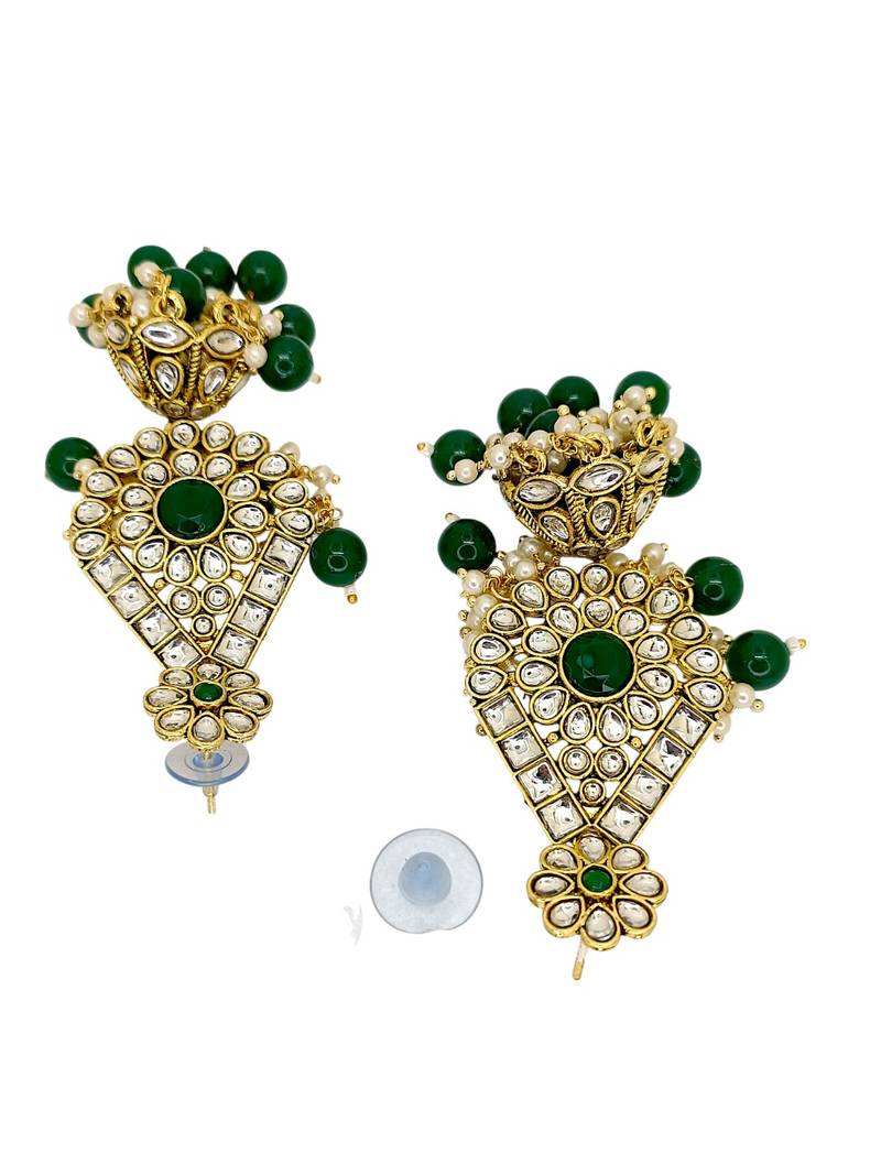 Gold plated green kundan bridal choker set