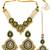 Gold plated green enamel kundan bridal choker maang tikka set