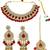 Gold plated kundan red bridal necklace maang tikka set