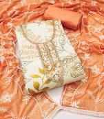 Multicolor hand embroidery cotton semi stitched churidar dress-materials