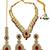 Gold plated kundan maroon double line long  necklace maang tikka set