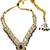 Gold plated kundan maroon double line long  necklace maang tikka set