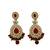 Gold plated kundan maroon double line long  necklace maang tikka set