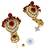 Gold plated kundan maroon double line long  necklace maang tikka set